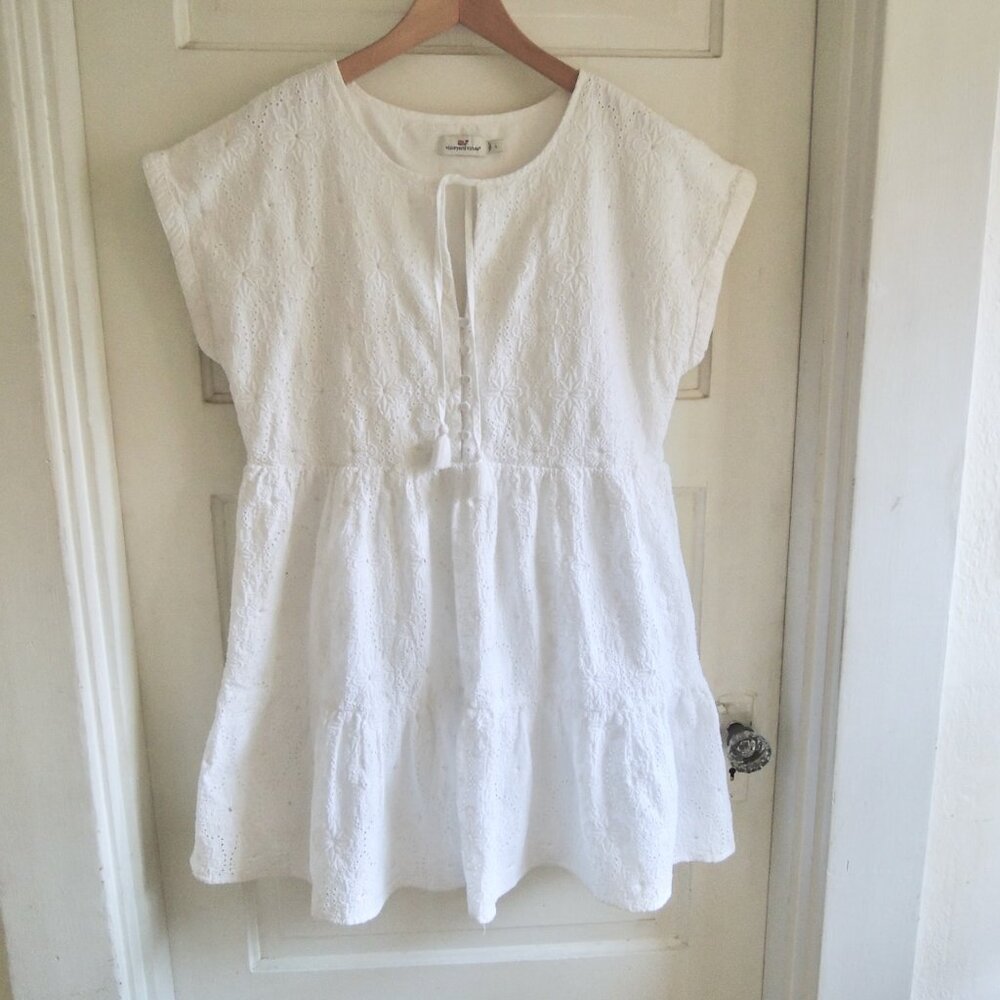 Vineyard Vines White Island Eyelet Swing Dress L